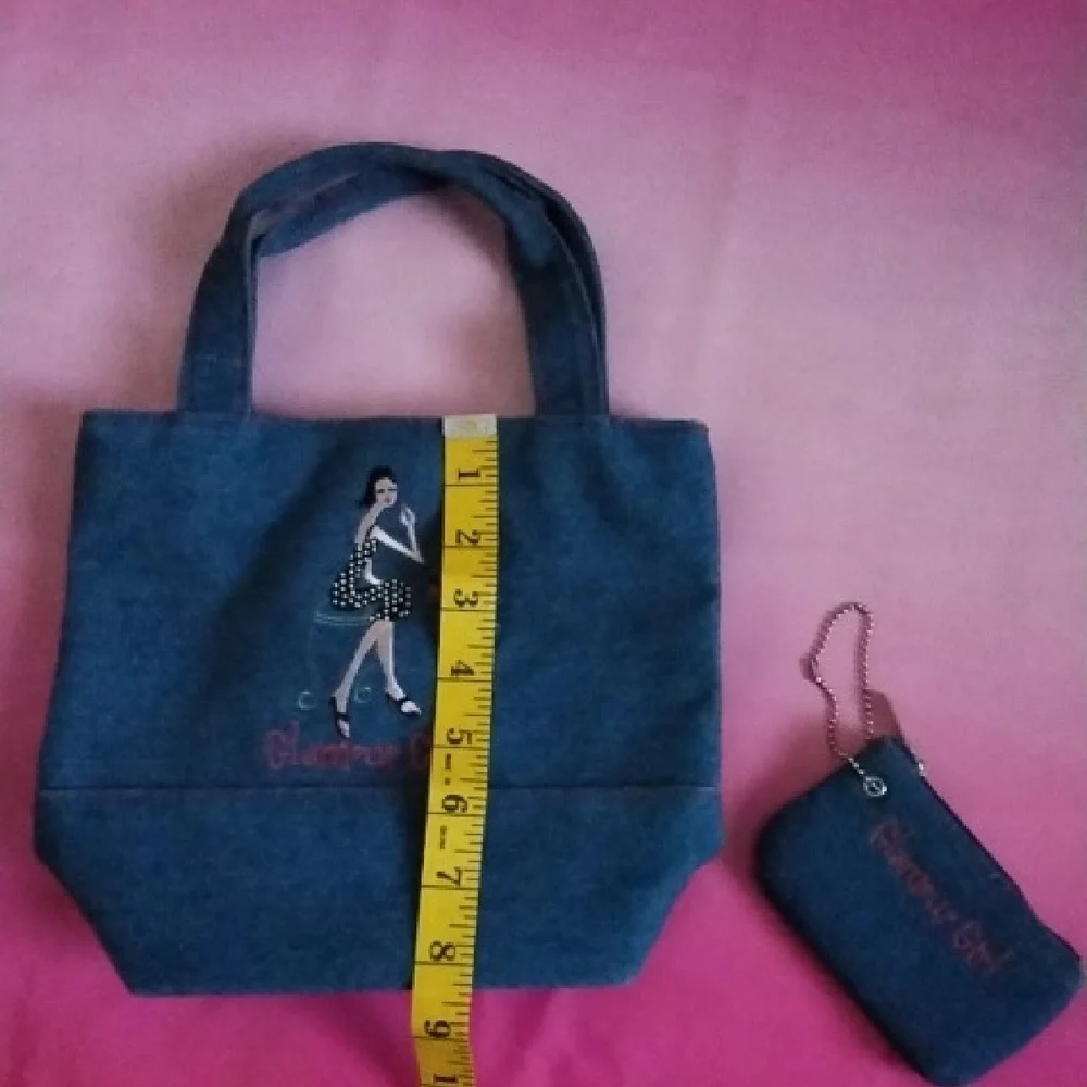 The Girls Blue Denim Tote and Pouch Set